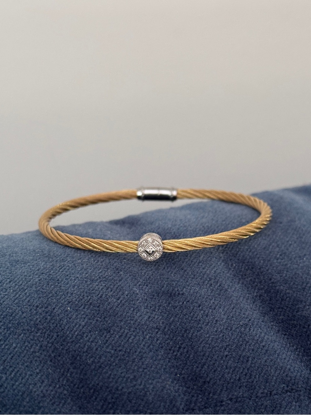 Charriol Single Diamond Station
Stainless Steel Gold Cable Bracelet